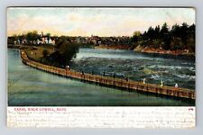 Lowell MA-Massachusetts, Canal Walk, Vintage c1906 Postcard picture