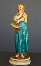 Antique Italian Borghese Handpainted Chalkware Plaster Girl Figure 10 1/4