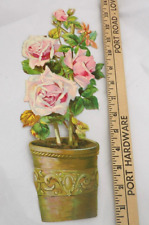 Antique,vntg,Beautiful ROSE PLANT DIE CUT, ABSOLUTELY GORGEOUS & VERY LARGE 13