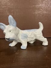 Vintage Scottie Dog White Blue Ceramic Figurine made in Japan picture