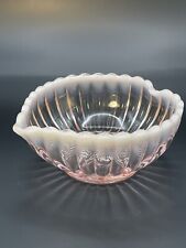 Vintage Fenton Glass Ribbed Pink Opalescent Heart Shaped Dish Bowl Stunning picture