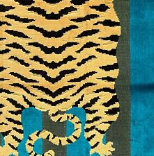SCHUMACHER Jokhang TIger Velvet Peacock Olive Turquoise Remnant New picture