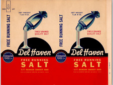 Del Haven Free Running Table Salt Paper Label San Francisco c1942 Scarce picture