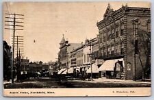 Northfield Minnesota~Main St Turns Corner~Light & Power~Horse & Wagons 1913 PC picture