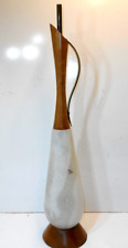 Vtg Mid Century Modern Marble Base Wood Table Lamp Italy 26” Parts or Repair picture