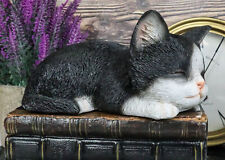 Ebros Lifelike Sleeping Tuxedo Black and White Cat Statue Pet Pal Kitten 7