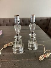 Vintage Set Of 2 Leviton Crystal Glass Base Table Lamps Electrical Lamp JH6 picture