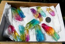 Aura Quartz Crystal Points x 12  Chunky Ass Pink Blue Yellow Cols Tray 33/ 64mm picture