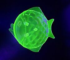 Antq Art Deco Uranium Green Glass Fish Shaped Bowl/Stolze/Czech Bohemia/c1930s picture