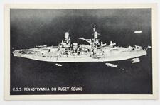U.S.S. Pennsylvania On Puget Sound Naval Ship Vintage Postcard picture