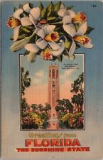 Vintage 1940s FLORIDA Greetings Postcard Bok Singing Tower / Lake Wales - Linen picture
