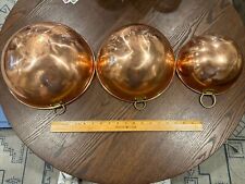 3 Piece Copper Bowl Set With Hooks To Hang On Wall picture