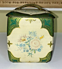 Vintage pre-1989 Tin Container Made In Western Germany Floral Green picture