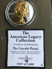 American Legacy Collection-The LINCOLN PENNY Proof 1oz. SILVER - Colorized /COA picture