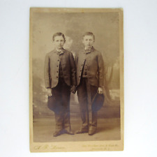 Vintage Cabinet Photo Card Portrait Twin Bothers Boys 1800s Victorian picture