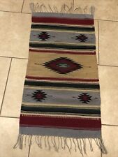 Weaved Wool MEXICAN Indian RUG Zapotec Indian Folk Art Southwestern 40