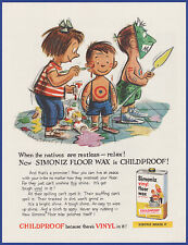 Vintage 1959 SIMONIZ Childproof Vinyl Floor Wax Ephemera 50's Print Ad picture