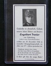 WWII German Sterbebild Card RAD Engelbert Trexler 12/30/46 Russia POW 19Y.O. M43 picture