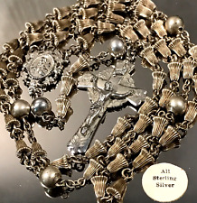 VINTAGE ALL STERLING SILVER ROSARY by HAYWARD - 21
