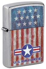 Zippo USAF U.S. Air Force Logo on Flag Lighter, Street Chrome NEW IN BOX picture