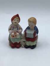 Vtg Boy & Girl on Bench Playing Accordin Salt and Pepper Shakers Occupied Japan picture