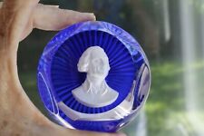 1976 The Danbury Mint Blue Crystal Paperweight Thomas Jefferson Cameo  picture