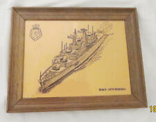 Copper Engraving HMS Devonshire Armoured Cruiser Royal Navy Convoy WWII  picture