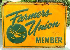 1965 Scioto Sign Co. Kenton Ohio FARMERS UNION MEMBER Tin Sign USED ORIGINAL wow picture