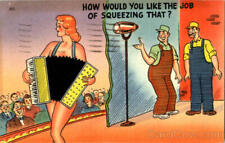 Comic 1948 How Would You Like The Job Of Squeezing That? Tichnor Music Postcard picture