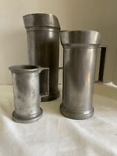 Antique Pewter Steins Toulouse France Liter, Demi Liter, Double Deciliter 1800's picture