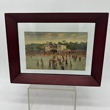 Antique Framed Postcard Belle Isle Bath House and Beach Detroit, Michigan picture