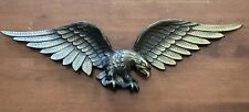 1960’s-70’s Flying Eagle Metal Wall Decor 31-1/2” Wingspan, Antique Brass Finish picture