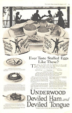 1918 Underwood Deviled Ham Antique Print Ad WW1 Era Stuffed Eggs Party picture