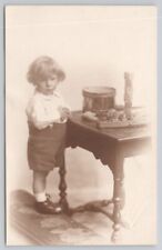Postcard 1921 Photo Belle Vue Studio Boy Toy Drum Blocks Bradford Yorkshire UK picture