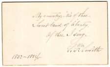 Samuel Francis Smith - Autograph Quote Signed - Contains Lyrics to 