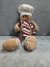 Gingerbread Boy 10” Plush Doll Shelf Sitter peppermint Candy Christmas Decor picture
