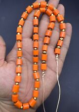 Antique Quality Rare Beautiful Orange Color African Glass Unique Beads Necklace picture
