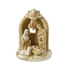 vintage Christmas nativity scene with manger with baby Jesus neutral colored on picture
