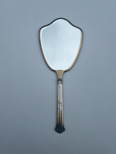 Vintage Hand Mirror Art Deco Gold Embroidered Vanity picture