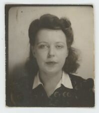 Vintage Photobooth Pretty Raven-Haired Young Lady Curls Full Lips Dreamy 1940s picture