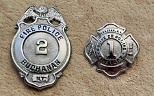 Lot of 2 Vintage Antique Obsolete Police Fire Badges Buchanan NY picture