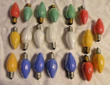 Vintage C9 Mazda Swirl Christmas Bulbs GE Lot Of 20 Multiple Colors Used Tested picture