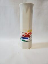Vintage FTDA 1986 Rainbow Colors Flower Decorative Retro Vase 7” Tall picture