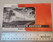 VTG 1948 Burlington's Railroad Denver Zephyr Between Chicago & Denver Booklet picture