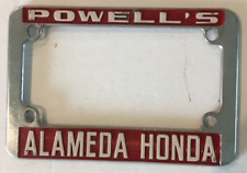 Powell's Alameda Honda vintage metal motorcycle license plate frame picture