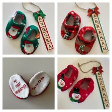 Baby's First Christmas shoes and a personalized Name SCRABBLE TILE ORNAMENT picture