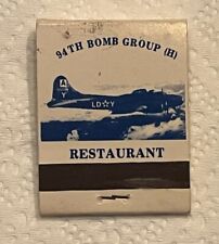 94TH BOMBER SQUADRON GROUP AIR SERVICE RESTAURANT MATCHBOOK CALDWELL AIRPORT picture