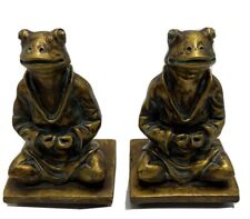 SPI Frog Bookends Vintage Bronze Yoga Lotus Position Meditation 6.5