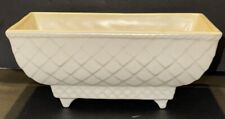 Vintage USA Pottery White Fish scale Footed Planter 7”Lx4”Wx3”T picture