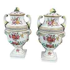 Vintage Chelsea House Vase Urns Handpainted Porcelain Chinoiserie Large Pair picture